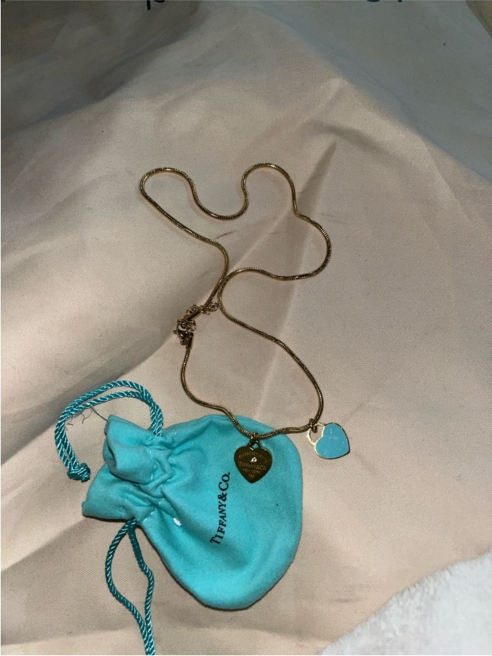 Cute fashion Heart Pendant Necklace with Blue Enamel Heart